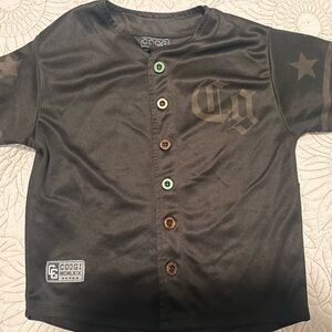 COOGI Kids Black Button Down Shirt with Brown and Green Accents